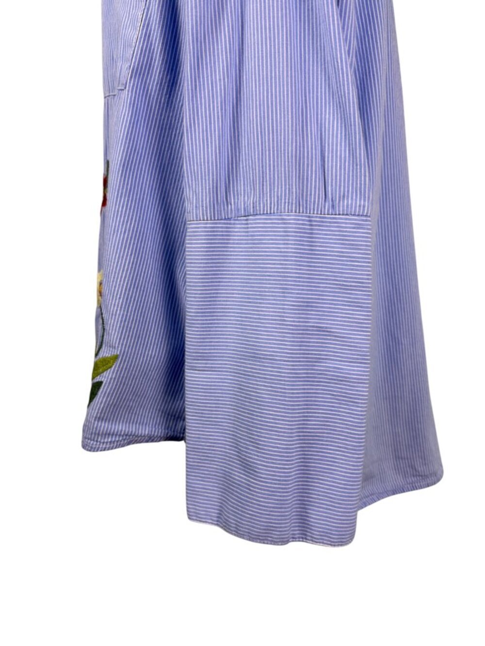 Giani Bini Blue Striped Floral Embroidered Button-Up Shirt | Size Est. L - Picture 9 of 12